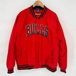 Chicago Bulls NBA Varsity Bomber Jacket Red Ultra Game Mens XL Satin Sports Coat